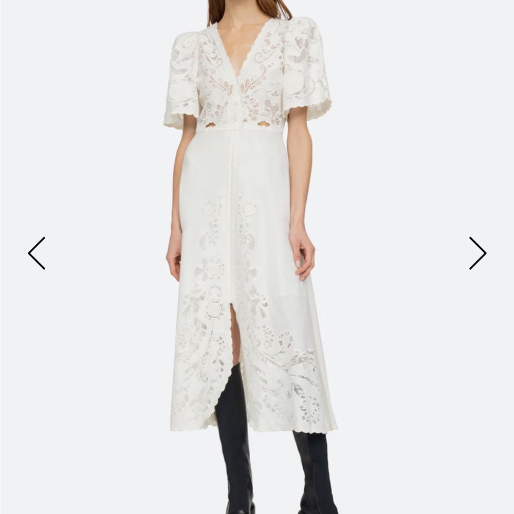 Sea New York | Baylin Lace Puff Sleeve Dress | Cream | Sz 10